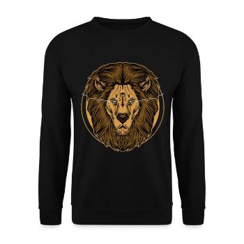Lion Tshirt Enfants Lion’s Head Roi Animal Safari - Sweat-shirt Unisexe - noir - Devant - Alina (178cm) & Michal (187cm)