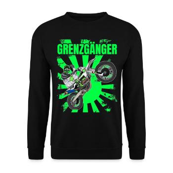 Motocross / Enduro / Freestyle mx / Dirtbike retro - Unisex Pullover - Schwarz - Vorne - Alina (178cm) & Michal (187cm)