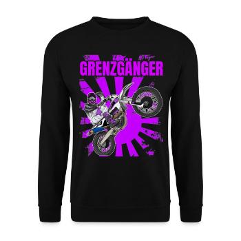Motocross / Enduro / Freestyle mx / Dirtbike retro - Unisex Pullover - Schwarz - Vorne - Alina (178cm) & Michal (187cm)