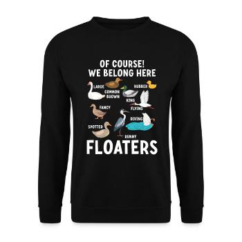 Lustige Tiere Vögel Schwimmer Wir gehören hierher - Unisex Pullover - Schwarz - Vorne - Alina (178cm) & Michal (187cm)