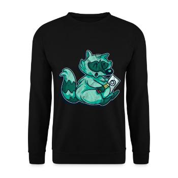 Raccoon Racoon Animal Gift Ferret Marten - Unisex Sweatshirt - black - Front - Alina (178cm) & Michal (187cm)