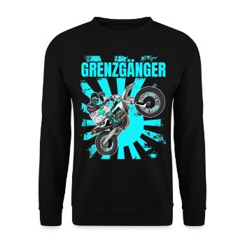 Motocross / Enduro / Freestyle mx / Dirtbike retro - Unisex Pullover - Schwarz - Vorne - Alina (178cm) & Michal (187cm)