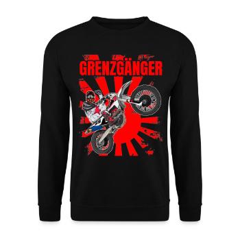 Motocross / Enduro / Freestyle mx / Dirtbike retro - Unisex Pullover - Schwarz - Vorne - Alina (178cm) & Michal (187cm)