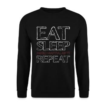 Essen Schlafen Kampfsport - Unisex Pullover - Schwarz - Vorne - Alina (178cm) & Michal (187cm)