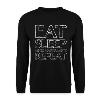 Essen Schlafen Kampfsport - Unisex Pullover - Schwarz - Vorne - Alina (178cm) & Michal (187cm)