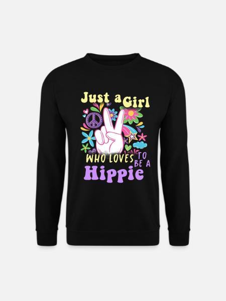 Hippie Peace Groovy Flowerpower Boho Woodstock - Unisex Pullover - Schwarz