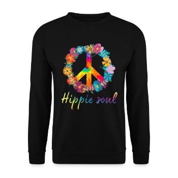 Hippie Peace Groovy Flowerpower Boho Woodstock - Sweat-shirt Unisexe - noir - Devant - Alina (178cm) & Michal (187cm)