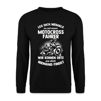 Motocross Geschenk Für Enduro Supermoto Dirt Bike - Unisex Pullover - Schwarz - Vorne - Alina (178cm) & Michal (187cm)
