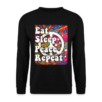 Hippie Geschenk Acidhead Flowerpower Hippi Hippy - Unisex Pullover - Schwarz - Vorne - Alina (178cm) & Michal (187cm)