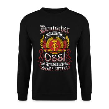 Ossi Gift East Germany NVA Germania East - Unisex Sweatshirt - black - Front - Alina (178cm) & Michal (187cm)