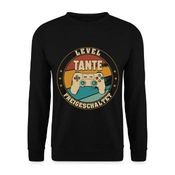 Tante Level Loading 2022 Schwangerschaft - Unisex Pullover - Schwarz - Vorne - Alina (178cm) & Michal (187cm)