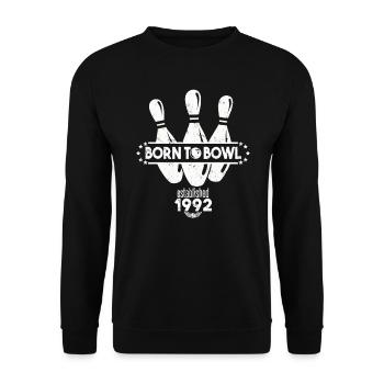 Born to Bowl Birthday 1992 Bowling Shirt - Unisex Sweatshirt - black - Front - Alina (178cm) & Michal (187cm)