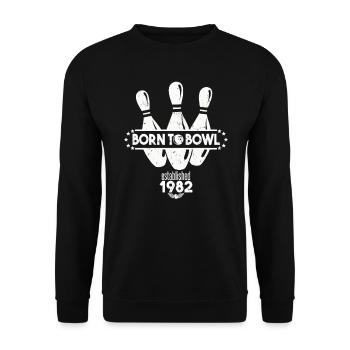 Born to Bowl Birthday 1982 Bowling Shirt - Unisex Sweatshirt - black - Front - Alina (178cm) & Michal (187cm)