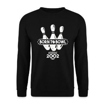 Born to Bowl Birthday 2002 Bowling Shirt - Unisex Sweatshirt - black - Front - Alina (178cm) & Michal (187cm)
