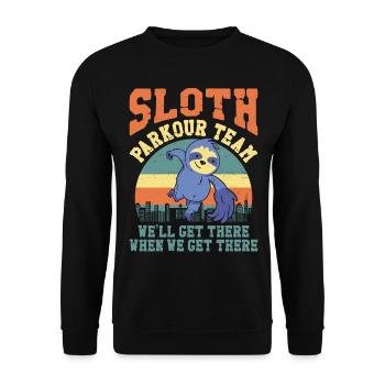 Parkour Free Running Traceur Sloth - Unisex Sweatshirt - black - Front - Alina (178cm) & Michal (187cm)
