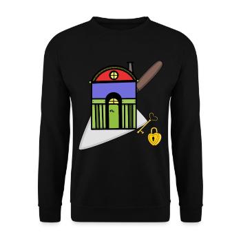 Maurerkelle Handwerker Haus Hütte Bauherr bauen - Unisex Pullover - Schwarz - Vorne - Alina (178cm) & Michal (187cm)