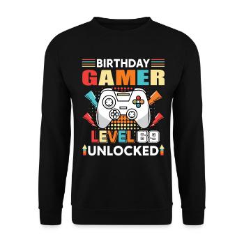 Anniversaire Gamer Niveau 69 Débloqué 69 Anniversaire - Sweat-shirt Unisexe - noir - Devant - Alina (178cm) & Michal (187cm)