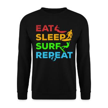 Surf Eat Sleep Surf Repeat - Surfeur de vagues - Sweat-shirt Unisexe - noir - Devant - Alina (178cm) & Michal (187cm)
