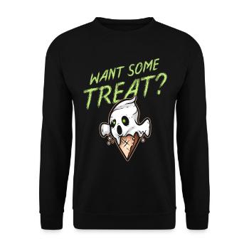 Want Some Treat Scary Cute Ghost Ice Cream - Unisex Pullover - Schwarz - Vorne - Alina (178cm) & Michal (187cm)