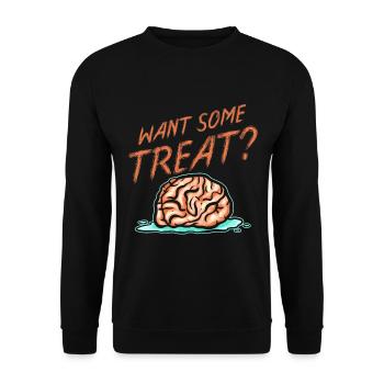 Zombie Brain Want Some Treat Halloween - Unisex Sweatshirt - black - Front - Alina (178cm) & Michal (187cm)