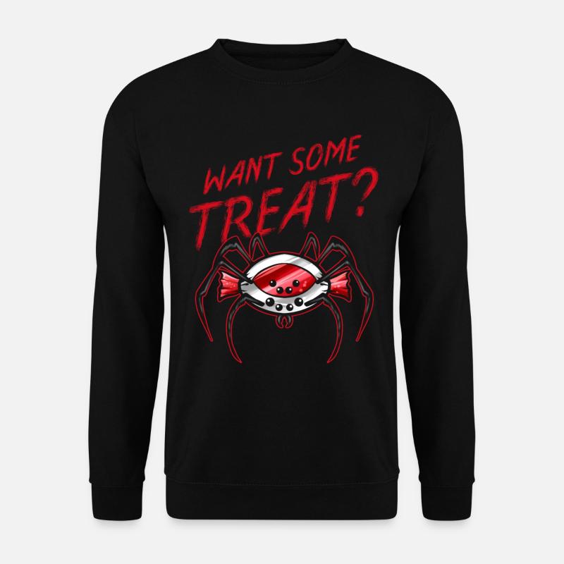 Want Some Treat Candy Sweets Spider Halloween - Unisex Pullover - Schwarz