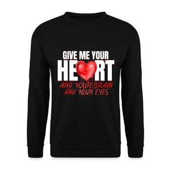 Zombie Donnez-moi votre cœur, votre cerveau et vos yeux - Sweat-shirt Unisexe - noir - Devant - Alina (178cm) & Michal (187cm)