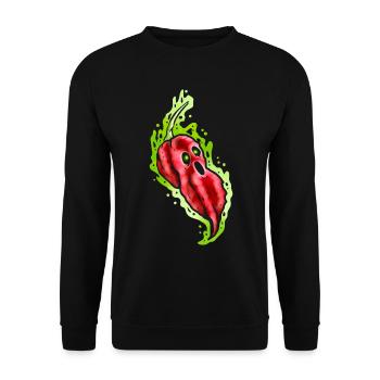 Effrayant Hot Ghost Pepper avec visage Halloween - Sweat-shirt Unisexe - noir - Devant - Alina (178cm) & Michal (187cm)