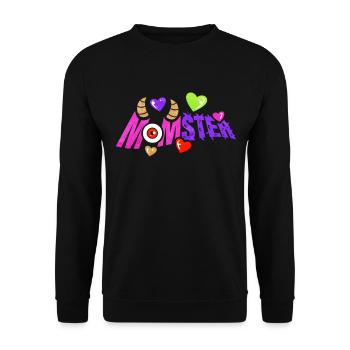 Momster One Eyed with Horns Moms Motif For - Unisex Sweatshirt - black - Front - Alina (178cm) & Michal (187cm)