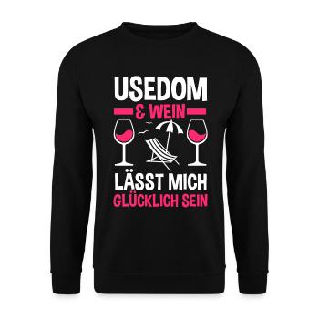 Ostsee Wein Usedom - Unisex Pullover - Schwarz - Vorne - Alina (178cm) & Michal (187cm)