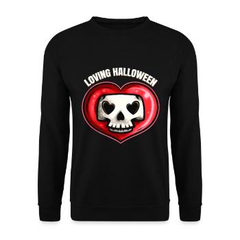 Beau crâne mignon dans le cœur aimant Halloween - Sweat-shirt Unisexe - noir - Devant - Alina (178cm) & Michal (187cm)
