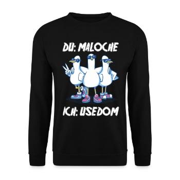 Ostsee Tauben Usedom - Unisex Pullover - Schwarz - Vorne - Alina (178cm) & Michal (187cm)