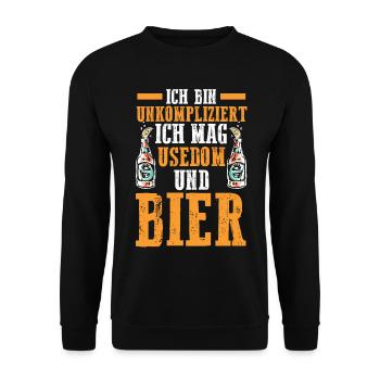 Ostsee Bier Usedom - Unisex Pullover - Schwarz - Vorne - Alina (178cm) & Michal (187cm)