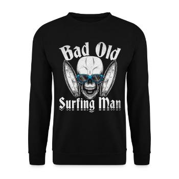 Surfer Bad Old Surfing Man Surfer - Unisex Sweatshirt - black - Front - Alina (178cm) & Michal (187cm)