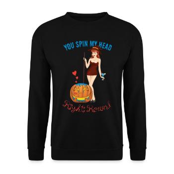Spin my Head - Sorcière d’Halloween avec citrouille - Sweat-shirt Unisexe - noir - Devant - Alina (178cm) & Michal (187cm)