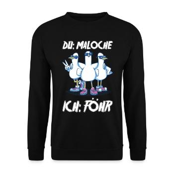 Nordsee Tauben Föhr - Unisex Pullover - Schwarz - Vorne - Alina (178cm) & Michal (187cm)