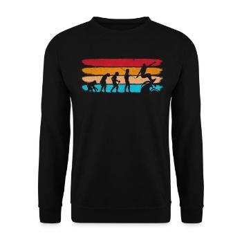 Surfing Evolution Surfer Water Surfer - Unisex Pullover - Schwarz - Vorne - Alina (178cm) & Michal (187cm)