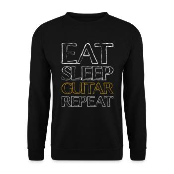 Essen Schlafen Gitarre spielen - Unisex Pullover - Schwarz - Vorne - Alina (178cm) & Michal (187cm)
