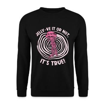 Jellyfish Flowers Entangled Swimming Wordplay Pun - Unisex Sweatshirt - black - Front - Alina (178cm) & Michal (187cm)