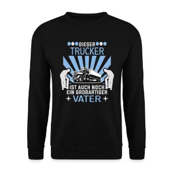 Trucker Vatertag Fernfahrer LKW Fahrer - Unisex Pullover - Schwarz - Vorne - Alina (178cm) & Michal (187cm)