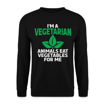 Vegetarische Tiere Essen Gemüse Für Mich Lustiger - Unisex Pullover - Schwarz - Vorne - Alina (178cm) & Michal (187cm)