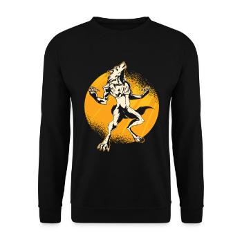 Halloween Monster Line Art Werwolf Horror Monster - Unisex Pullover - Schwarz - Vorne - Alina (178cm) & Michal (187cm)