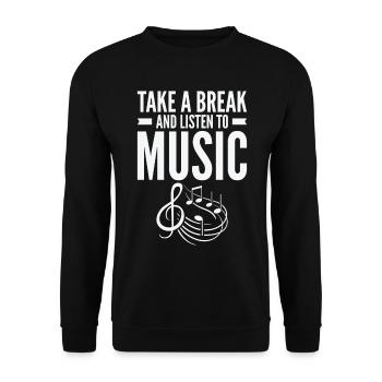 Serenity Music Lover Entspannende Pause - Unisex Pullover - Schwarz - Vorne - Alina (178cm) & Michal (187cm)