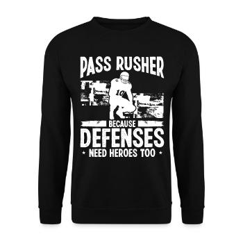 Pass Rusher Defense Player D-Line Run Edge Rusher - Unisex Pullover - Schwarz - Vorne - Alina (178cm) & Michal (187cm)