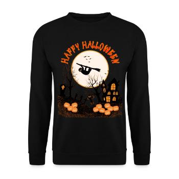 HAPPY HALLOWEEN SLOTH IN THE MOONLIGHT - Unisex Sweatshirt - black - Front - Alina (178cm) & Michal (187cm)