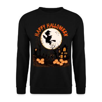 HAPPY HALLOWEEN WITCH IN THE MOONLIGHT - Unisex Sweatshirt - black - Front - Alina (178cm) & Michal (187cm)