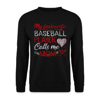 My Favorite Baseball Player Calls Me Mom Baseball - Unisex Pullover - Schwarz - Vorne - Alina (178cm) & Michal (187cm)