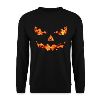 HALLOWEEN FIRE FACE GRIMACE FROM PUMPKIN - Unisex Sweatshirt - black - Front - Alina (178cm) & Michal (187cm)