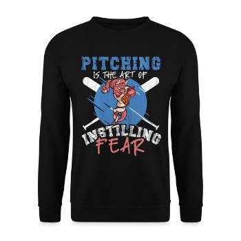 Pitching Is The Art of Instilling Fear Baseball - Unisex Pullover - Schwarz - Vorne - Alina (178cm) & Michal (187cm)