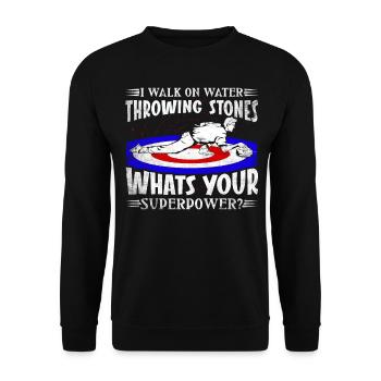 I Walk On Water Sliding Stones Curling - Unisex Pullover - Schwarz - Vorne - Alina (178cm) & Michal (187cm)