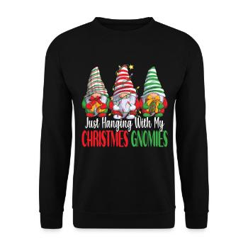 Just Hanging With My Christmas Gnomies Weihnachten - Unisex Pullover - Schwarz - Vorne - Alina (178cm) & Michal (187cm)